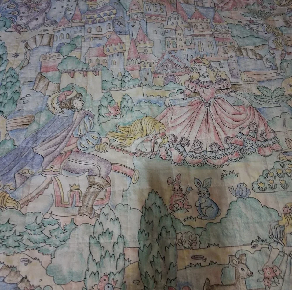 Home Made Purple Patchwork Princess-Themed Quilt - Reversable..